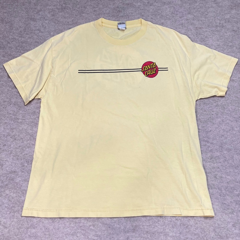 Y2K Santa Cruz Classic Dot Graphic T Yellow Surf Skate Streetwear XL Made Mexico